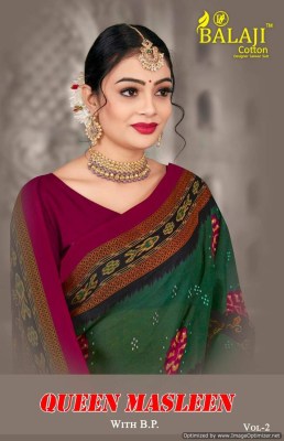 Balaji by Queen Masleen Vol 2 pure premium cotton printed fancy saree catalogue at low rate 