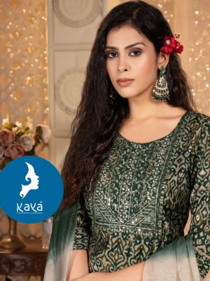 Kasba by Kaya chanderi modal printed modal foil printed kurti pant and dupatta catalogue readymade suit catalogs