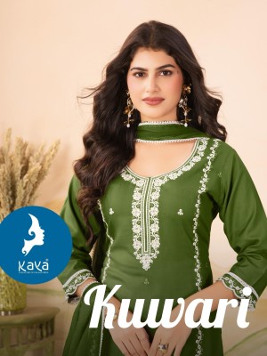 Kuwari by Kaya Reyon 3 Piece Straight cut top bottom and dupatta collection at low rate wholesale catalogs