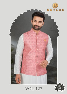 Outluk by wedding collection vol 127 exclusive fancy Mans plain kurta pajama with printed modi jacket catalogue at wholesale price  