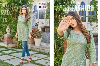 Rung new presents celina rayon wester short top collection  kurtis catalogs