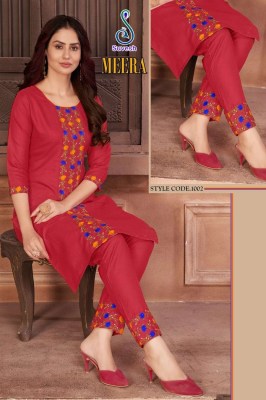 Suvesh by Mira ruby cotton embroidered cotton kurti with bottam catalogue at affordable rate 