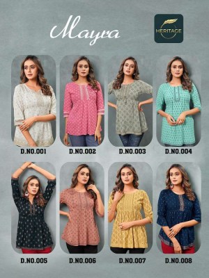 haritage collection presents mayra rayon slub designer short top collection   kurtis catalogs