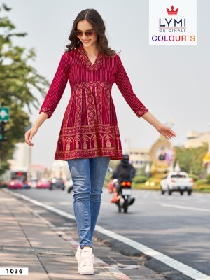 lymi presents colours  Heavy Rayon Embroidery Work  short top collection 