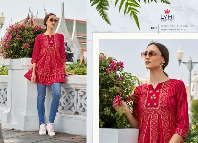 lymi presents colours  Heavy Rayon Embroidery Work  short top collection  kurtis catalogs