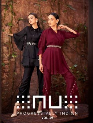 nu vol 39 Viscose Chanderi Silk fancy designer western  co ord set  collection                                       kurtis catalogs