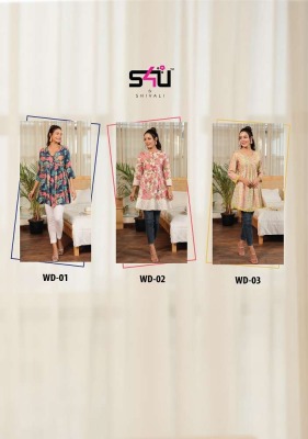 s4u new we desi design no wd 01 to wd 06  beautiful designers western short top collection wholesale  kurtis catalogs