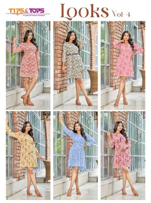tips and tops new looks vol 4 fancy rayon western short top collection  kurtis catalogs
