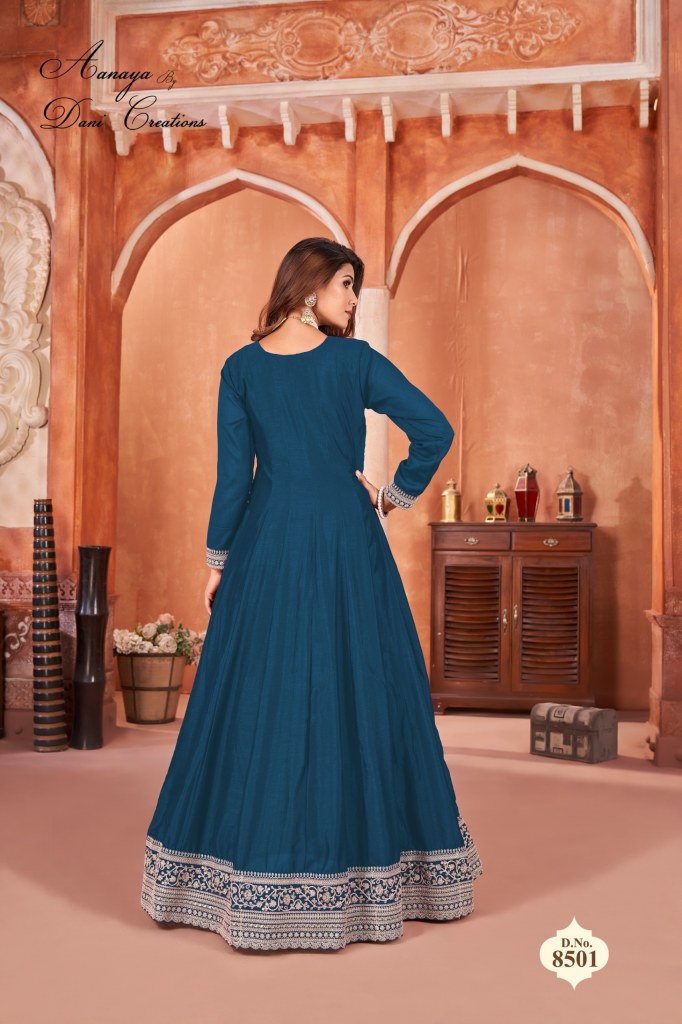 Aanaya vol 185 fancy long designer plain gown with dupatta catalogue at affordable rate