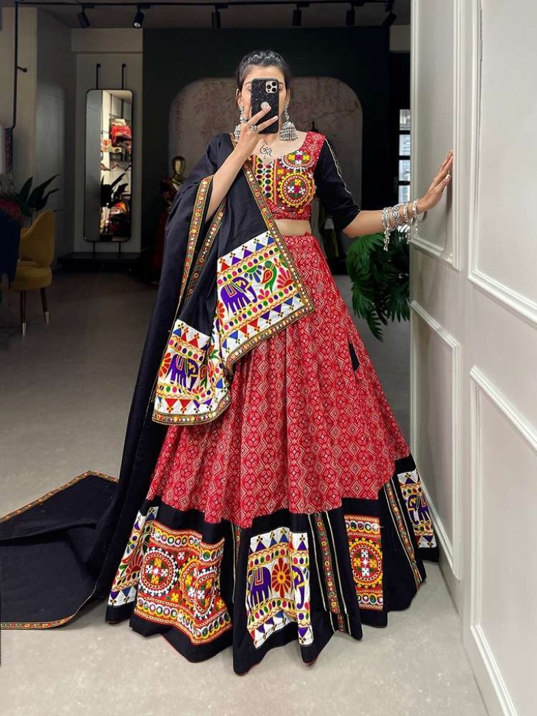 Attractive Deep Pink Gamthi Work Rayon Navratri Lehenga Choli | Lehenga,  Lehenga choli, Pink lehenga