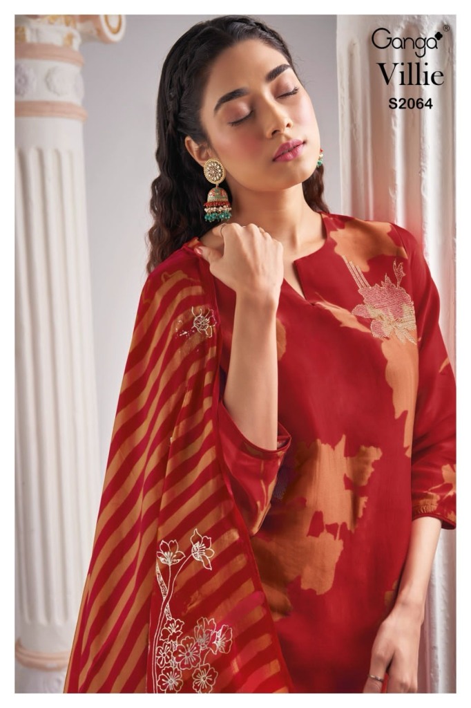 Ganga 525 Tierra Premium Cotton Linen Printed With Embroidery Dress Material  Salwar Suit Wholesale Dealer Surat