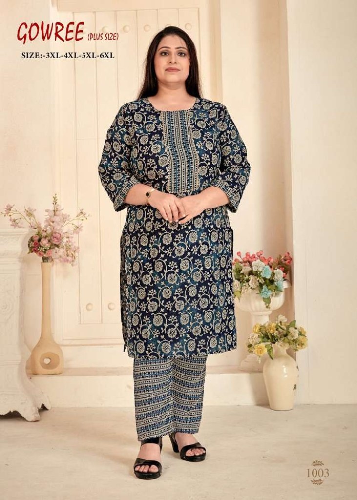 Gowree Plus size Rayon Capsule Kurti with pants set Pik And Choose