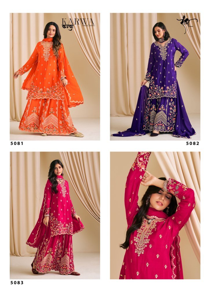 Purple Chinon Silk Plazo With Top & Dupatta For Indian & Pakistani Wedding Festival - Dori Thread Work