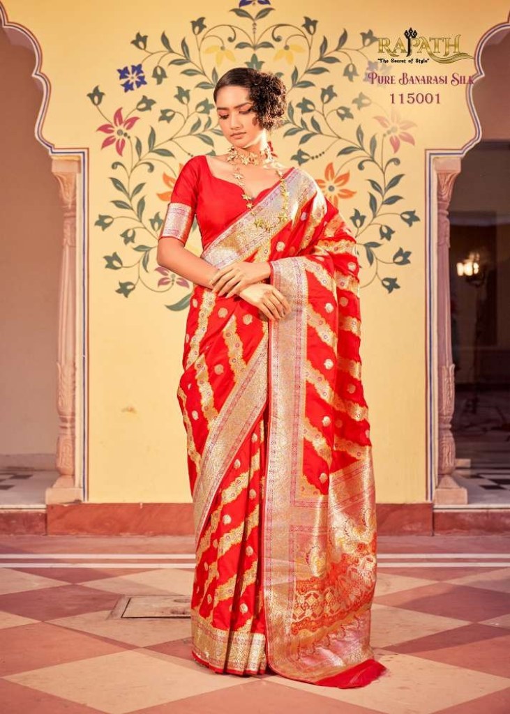 red color pure banarasi silk traditional saree manufacturers -89261 |  Heenastyle