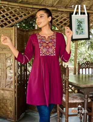 100 Miles new zia premium georgette embroidered work tunic short top collection   100 MILES