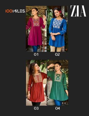 100 Miles new zia premium georgette embroidered work tunic short top collection   kurtis catalogs