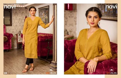 100 miles Navi Pure Cotton self pattern embroidered work wholesale Kurti catalogue  kurtis catalogs