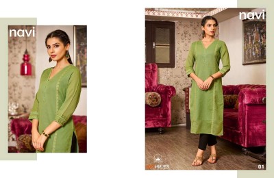 100 miles Navi Pure Cotton self pattern embroidered work wholesale Kurti catalogue  kurtis catalogs