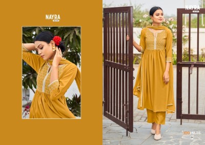 100 miles by nayra premium collection of georgette kurti with pant and dupatta catalog at wholesale price kurtis catalogs