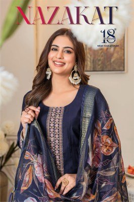 18 Attitude Nazakat Pure Muslin Anarkali Kurta Pant Set with Dupatta Wholesale fancy Anarkali suit catalogs