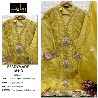 184 ABCD by Rawayat  pure organza embroidered kurti pant and dupatta catalogue at low rate readymade suit catalogs