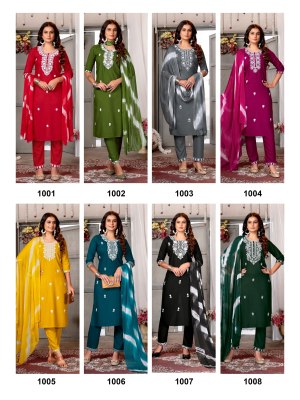 5 Star vol 1 by Krishna Trendz Reyon Neck embroidered Kurti pant and dupatta catalogue at affordable rate readymade suit catalogs