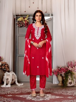 5 Star vol 1 by Krishna Trendz Reyon Neck embroidered Kurti pant and dupatta catalogue at affordable rate readymade suit catalogs