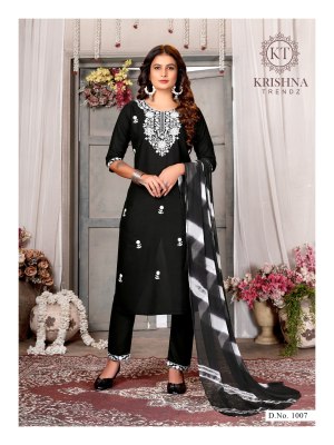 5 Star vol 1 by Krishna Trendz Reyon Neck embroidered Kurti pant and dupatta catalogue at affordable rate readymade suit catalogs