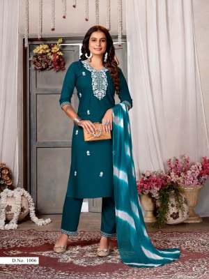 5 Star vol 1 by Krishna Trendz Reyon Neck embroidered Kurti pant and dupatta catalogue at affordable rate readymade suit catalogs