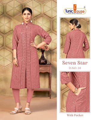 7 Star by Tunic House Reyon sequence Straight Kurti Collection   kurtis catalogs