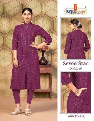 7 Star by Tunic House Reyon sequence Straight Kurti Collection   kurtis catalogs