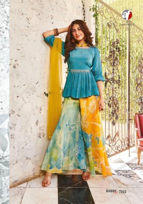 AF lunching by sassy girl vol 3 new fancy short kurti with sharara and dupatta catalog at wholesale rate readymade suit catalogs