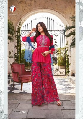 AF lunching by sassy girl vol 3 new fancy short kurti with sharara and dupatta catalog at wholesale rate readymade suit catalogs