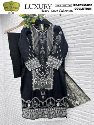 AI Zaara Vol 2 Karachi Edition Heavy Cotton Designer Suit with Original Mal Mal Dupatta Wholesale Karachi suits catalogs