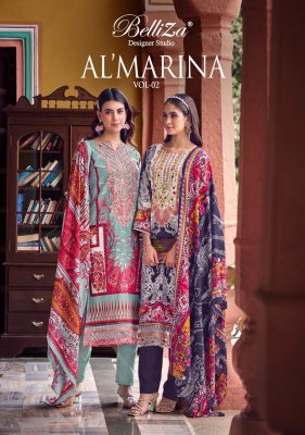 AL Marina Vol 2 by Belliza Pure Cotton Digital Printed Dress material collection at low rate  wholesale catalogs