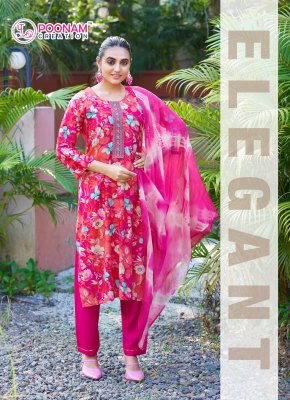 APSARA VOL-3 by poonam Heavy reyon foil printed kurti pant and dupatta catalogue at affordable rate readymade suit catalogs