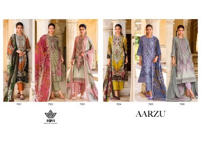 AQSA by Aarzoo fancy printed cambric cotton unstitched dress material catalogue at low rate salwar kameez catalogs