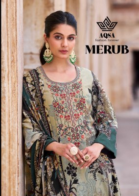  AQSA by MERUB cambric cotton printed unstitched dress material catalogue at low rate wholesale catalogs