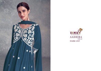 Aadhira vol 9 by Vamika Designer embroidered fancy sharara suit catalogue at affordable rate readymade suit catalogs