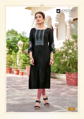 Aaisha by Kadlee heavy reyon thread work Fancy straight cut kurti catalogue at affordable rate  kurtis catalogs