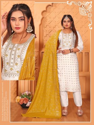 Aakansha vol 1 Reyon Foil printed with gala work Readymade suit collection with low price kurtis catalogs