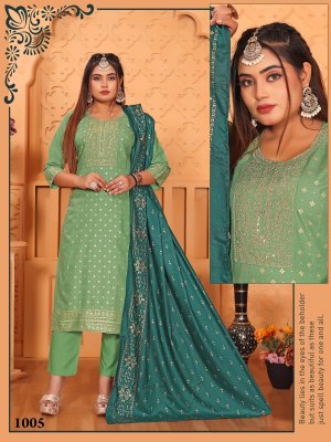 Aakansha vol 1 Reyon Foil printed with gala work Readymade suit collection with low price kurtis catalogs