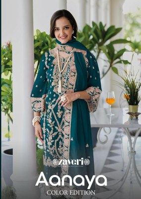 Aanaya by Zaveri soft blooming organza emboidery work readymade suit collection at low rate Zaveri  women beauty 