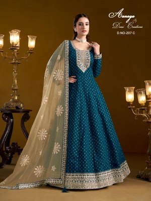 Aanaya vol 207 Fancy Chanderi Butti long gown with Dupatta collection  gown catalogs