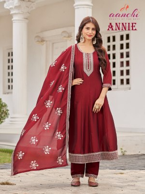 Aanchi  Annie  Crystal Silk  Kurti Pant And Fancy Dupatta  Work Wholesale  kurtis catalogs