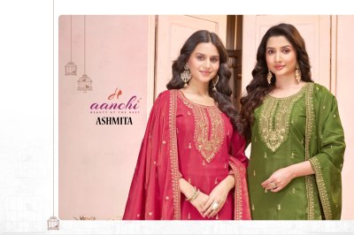 Aanchi Ashmita Kurti Pant With Dupatta Fancy Dupatta Work  kurtis catalogs