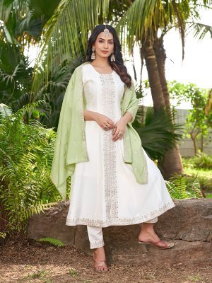 Aanchi Bhavini Premium Roman Silk Flair Kurta Set Pant with Designer Dupatta Wholesale kurtis catalogs