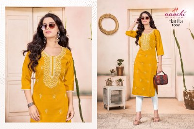 Aanchi Harita Straight Cut Fancy Neck  Work Wholesale  kurtis catalogs