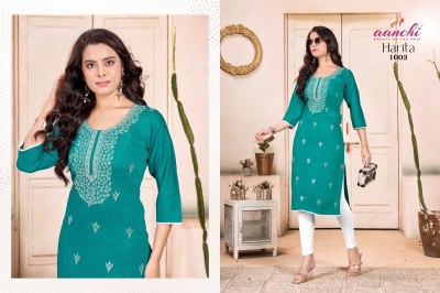 Aanchi Harita Straight Cut Fancy Neck  Work Wholesale  kurtis catalogs
