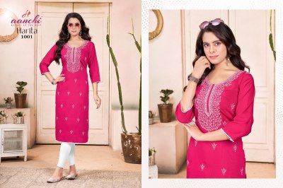 Aanchi Harita Straight Cut Fancy Neck  Work Wholesale  kurtis catalogs